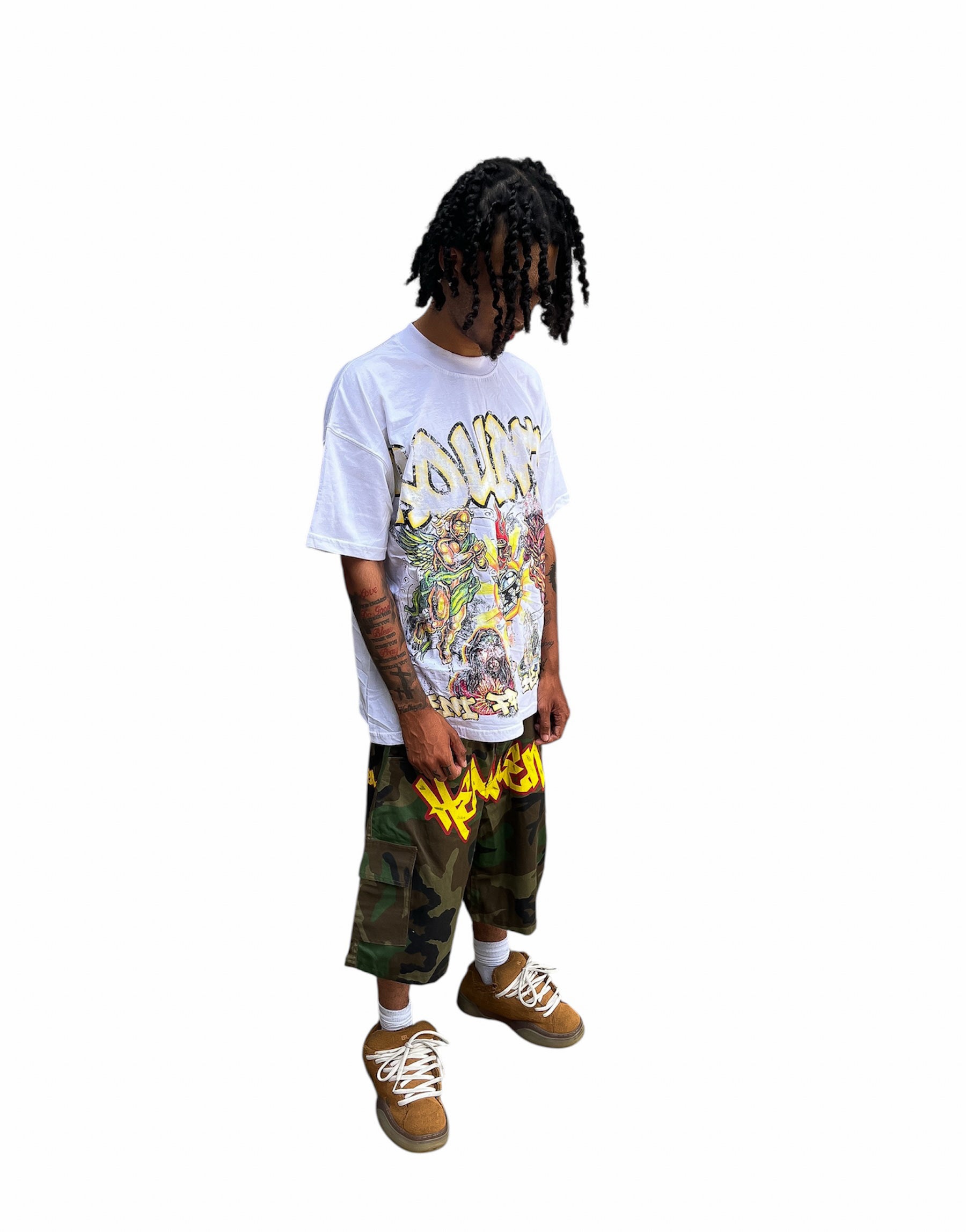 “Heaven” Camo Cargo Shorts