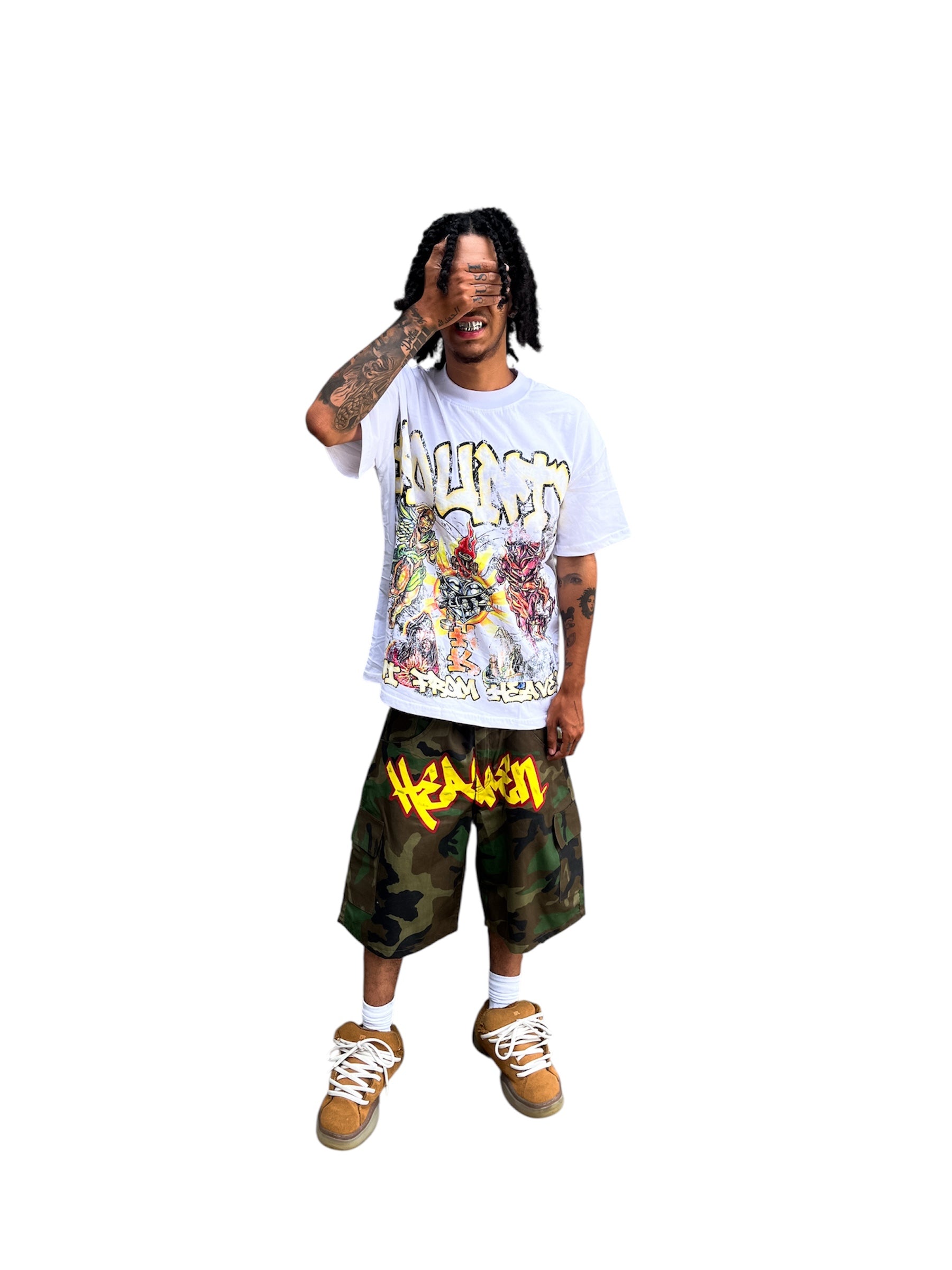“Heaven” Camo Cargo Shorts